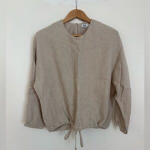 Zara Natural Beige Linen Blouse
